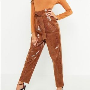 NWT Boohoo Leather Snake Print High Waisted Pants